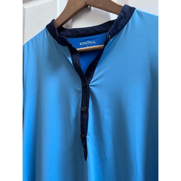 Kinona Blue Swing Easy 3/4 Sleeves Golf Sun Top Large Moisture Wicking - Picture 4 of 10